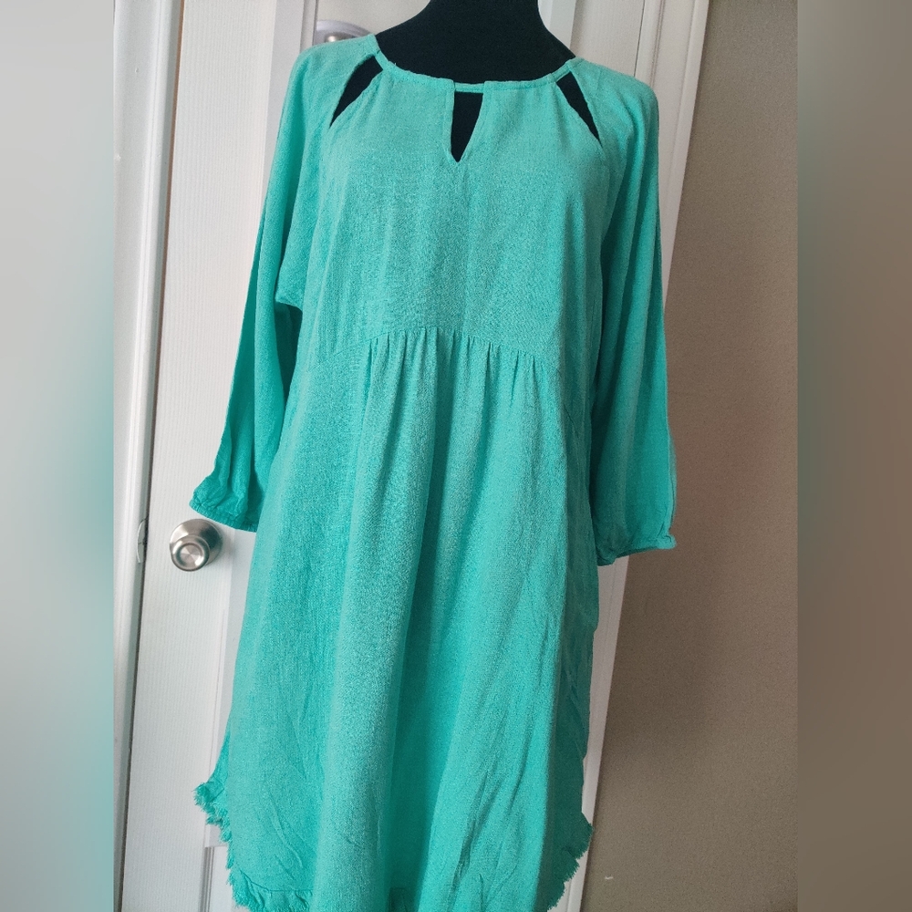 Umgee Green Dolman Sleeve Midi Sundress